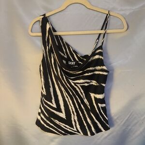 DKNY Black and White Asymmetrical Camisole Sz Xs